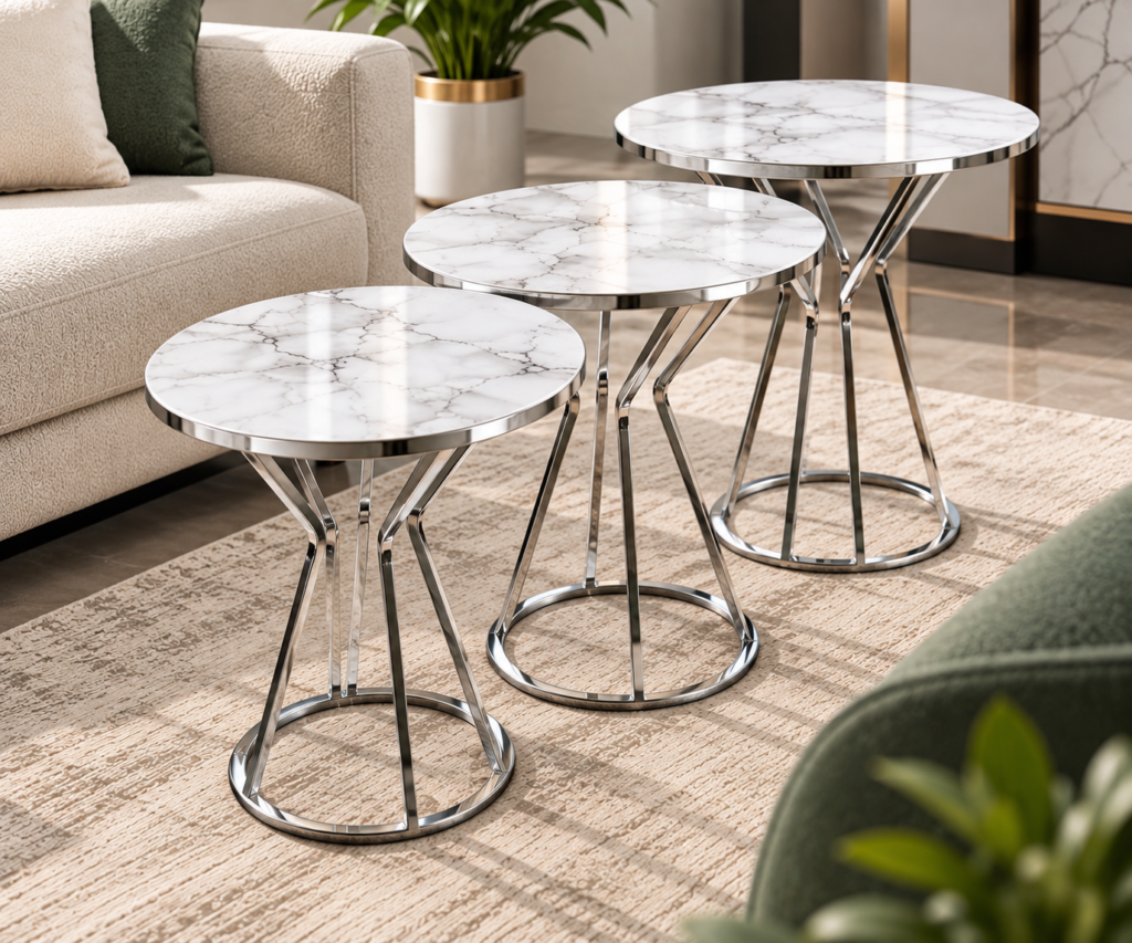 Aveline Marble Nesting Table Set