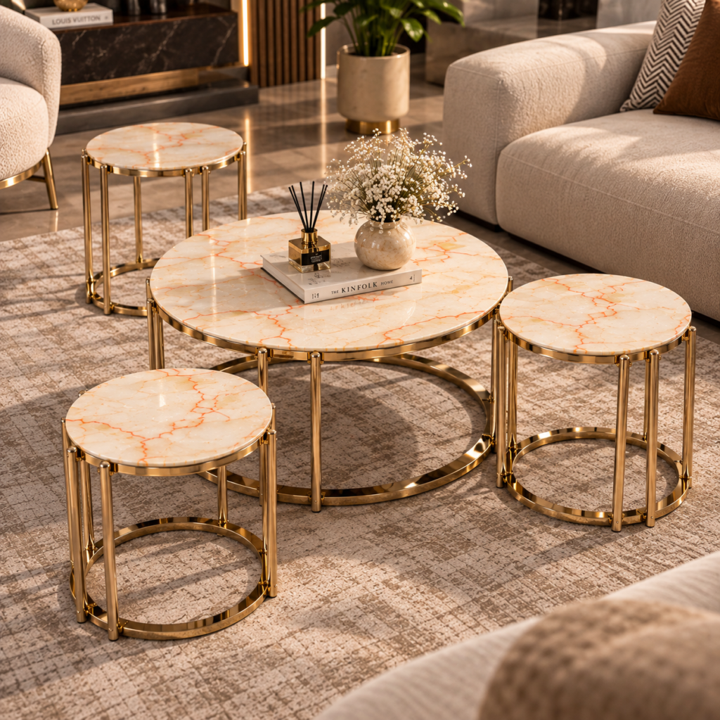 Ivory Royale Gold Coffee Table Set
