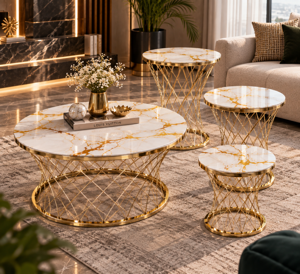 Aurelia Gold Nesting Coffee Table Set